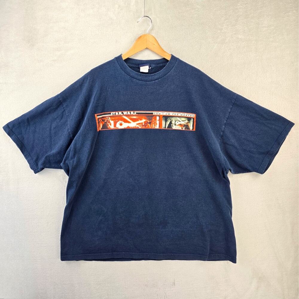 Vintage Star Wars Shirt Mens 3XL Blue I Am The Master Now Darth Vader Obi-Wan